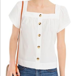 J Crew Factory Square-neck Button-front Top